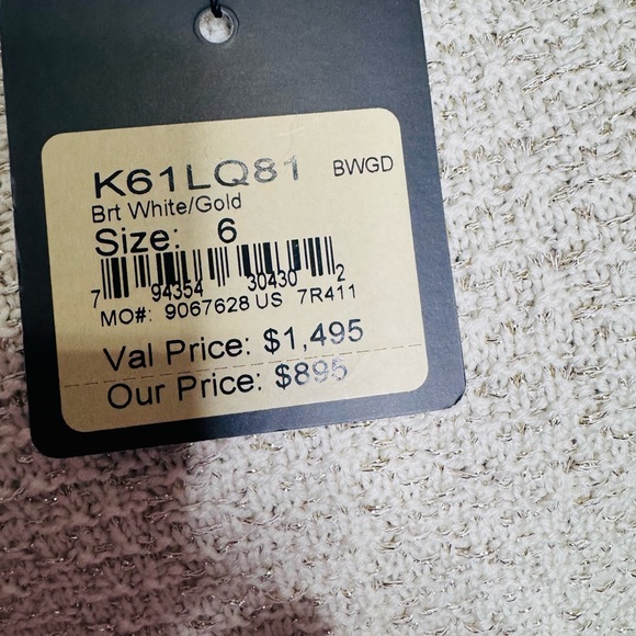 NWT St John Cream & Gold Fringe Trim Skirt Suit - Picture 3 of 5